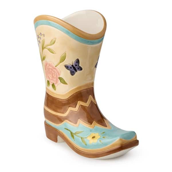 Certified International Ceramic Rosewood 3-D Boot Canister