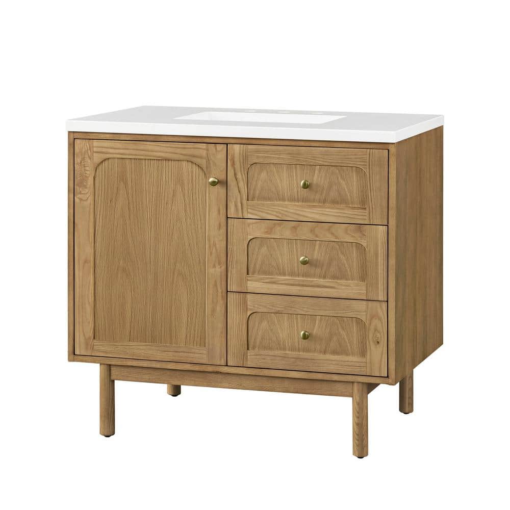 Laurent 36" Light Natural Oak Single Vanity Base