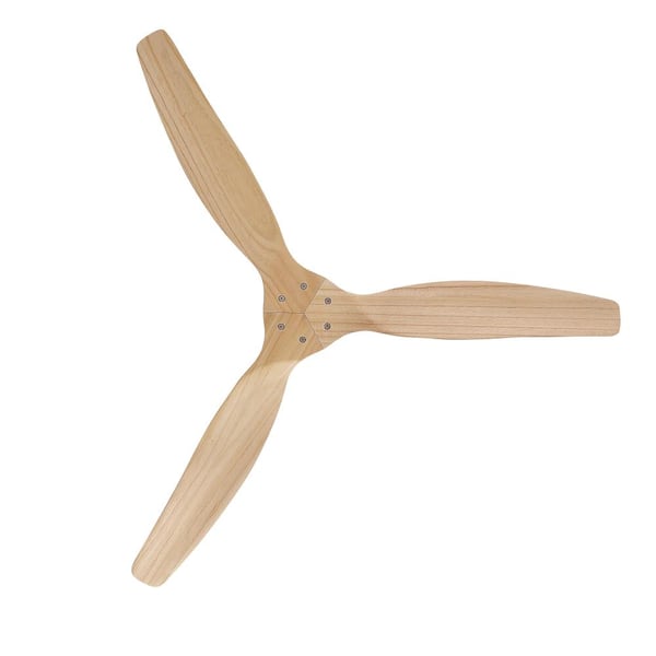 52 in. Flush Mount Ceiling Fan in White with 3 Light Brown Blade without Light