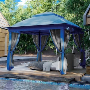 Dark Blue Steel Portable Pop-Up Gazebo with Mosquito Netting 11 ft. x 11 ft. . .