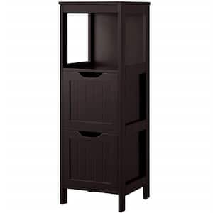 11.8 in. W x 11.8 in. D x 35 in. H Brown Bathroom Linen Cabinet Floor Cabinet with 2 Movable Drawers