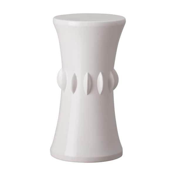 Emissary Jewel 18 in. H White Round Ceramic Garden Stool