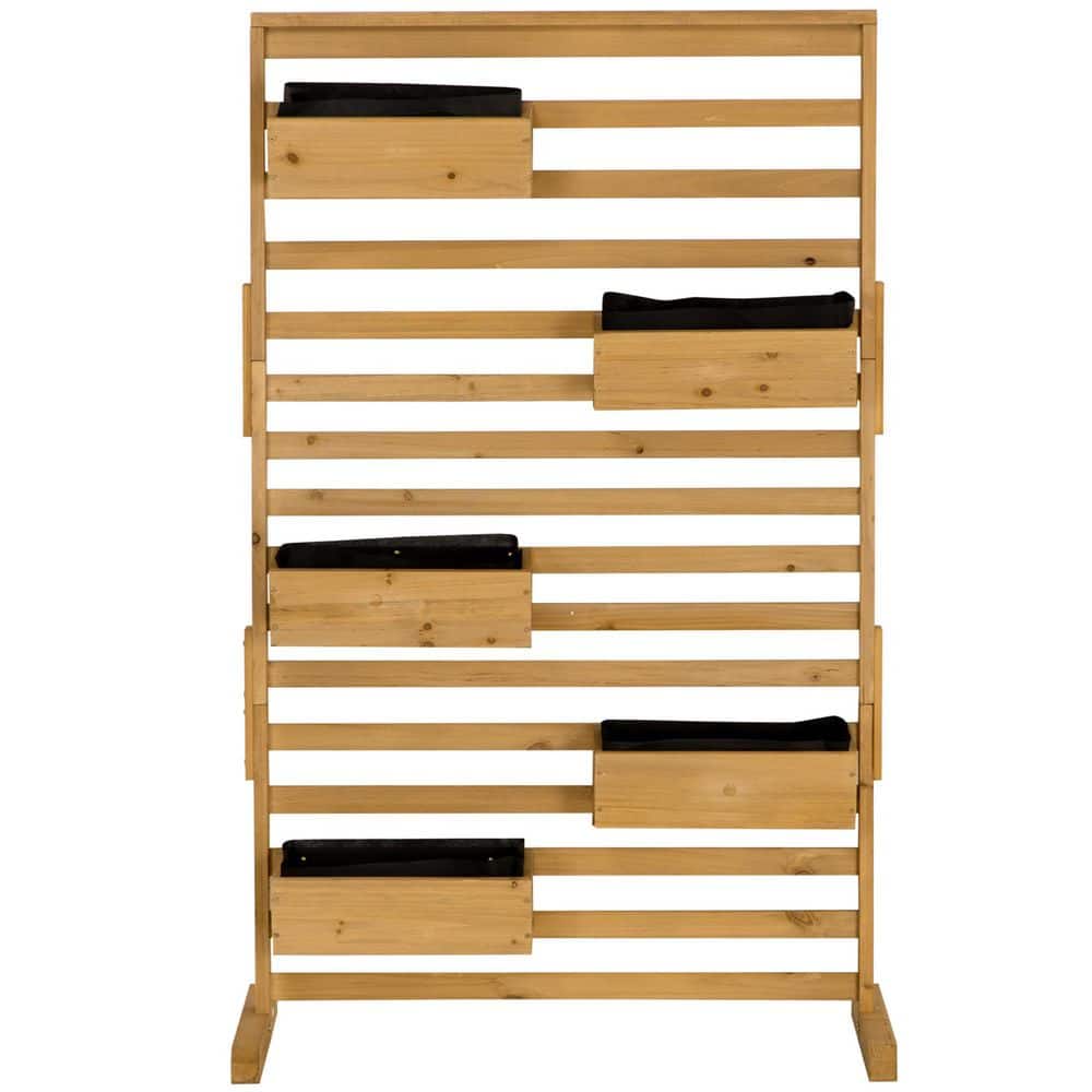 59 in. x 36.5 in. Wood Garden Trellis with 5-Hanging Planter Boxes for Patio, Garden, Balcony, Porch in Natural price history on PriceWatchPro