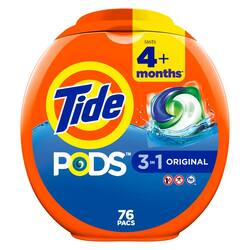 Tide 3 in 1 Original Scent Laundry Detergent Pods, 76-Count