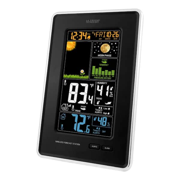 La Crosse Technology Digital Vertical Wireless Black Weather Station with  Pressure 308-1425B-INT - The Home Depot