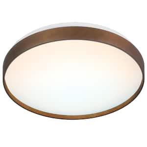 18.9 in. 35W Wood Integrated Led Flush Mount Ceiling Light