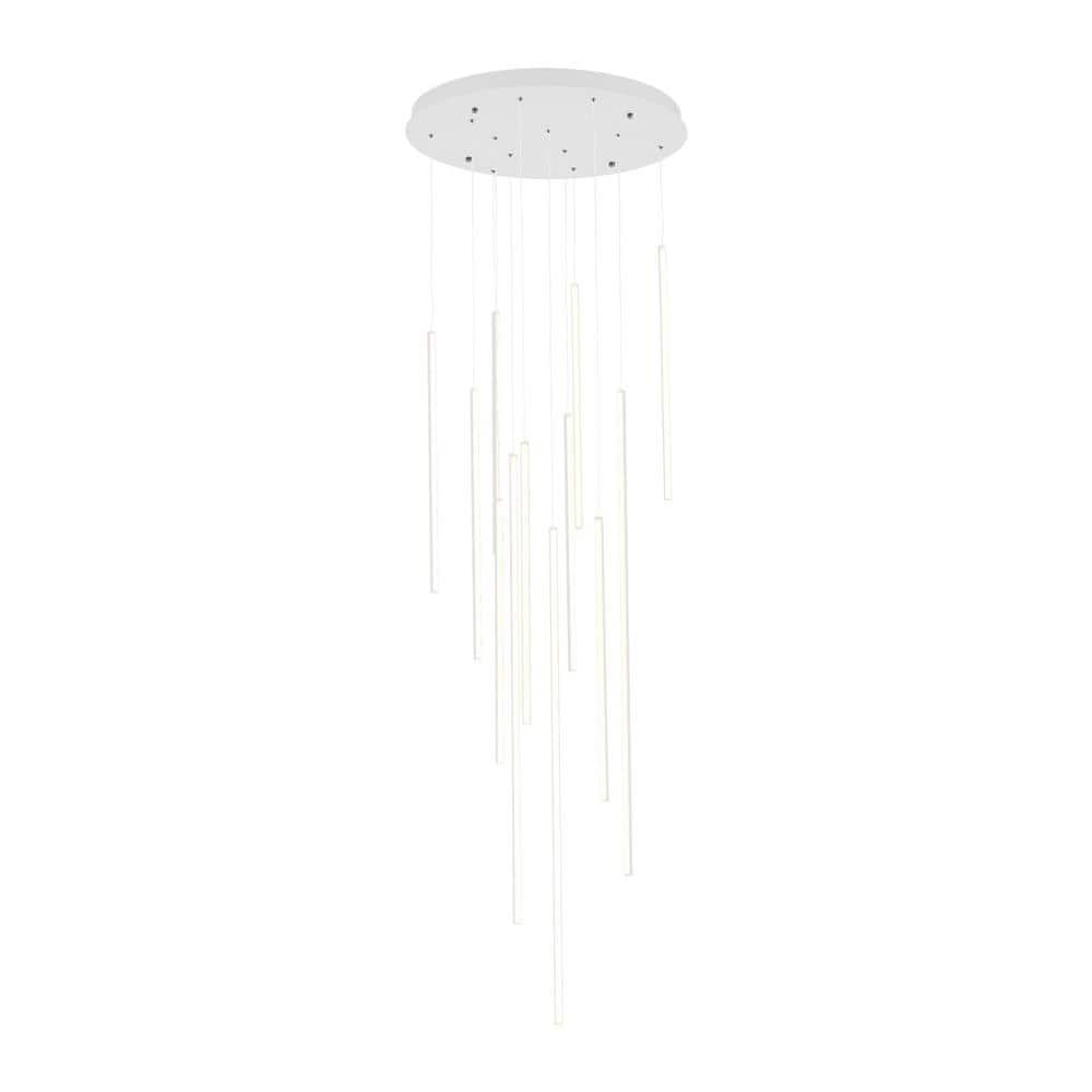 Polished Nickel 12-Light LED Cluster Pendant in White