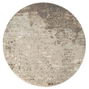 Alpine Amira Gray 7 ft. 10 in. x 7 ft. 10 in. Round Abstract Polypropylene Area Rug