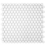 Hudson Penny Round Matte White 12 in. x 12-5/8 in. x 5 mm Porcelain Mosaic Tile (10.74 sq. ft. / case)
