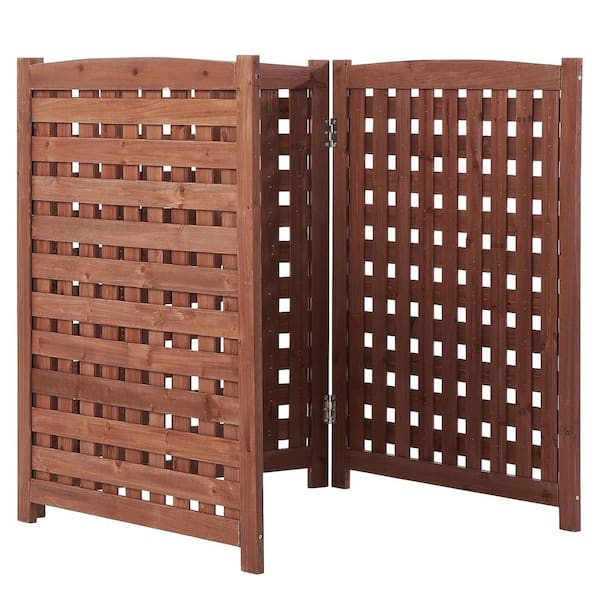 ATENGNES 38 in. Brown Outdoor Privacy Screen Air Conditioner Garden Wooden Panels Fence Pool and Trash Bins