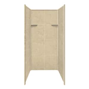 Studio 36 in. W x 72 in. H x 36 in. D 3-Piece Glue Up Alcove Shower Wall Surrounds in Almond Sky