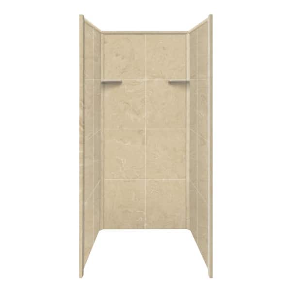 Transolid Studio 36 in. W x 72 in. H x 36 in. D 3-Piece Glue Up Alcove Shower Wall Surrounds in Almond Sky