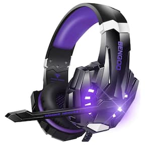 Purple Wired Gaming Noise Cancelling Over the Ear Headphones