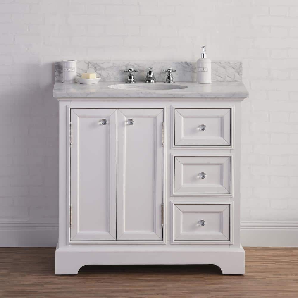 Water Creation Derby 36 in. W x 34 in. H Bath Vanity in White with ...