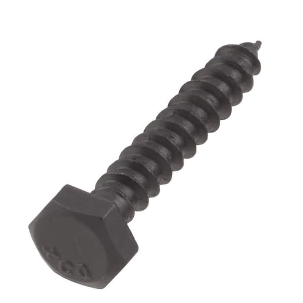 1/4 in. x 1-1/2 in. Black Exterior Hex Head Lag Screw (25-Pack)