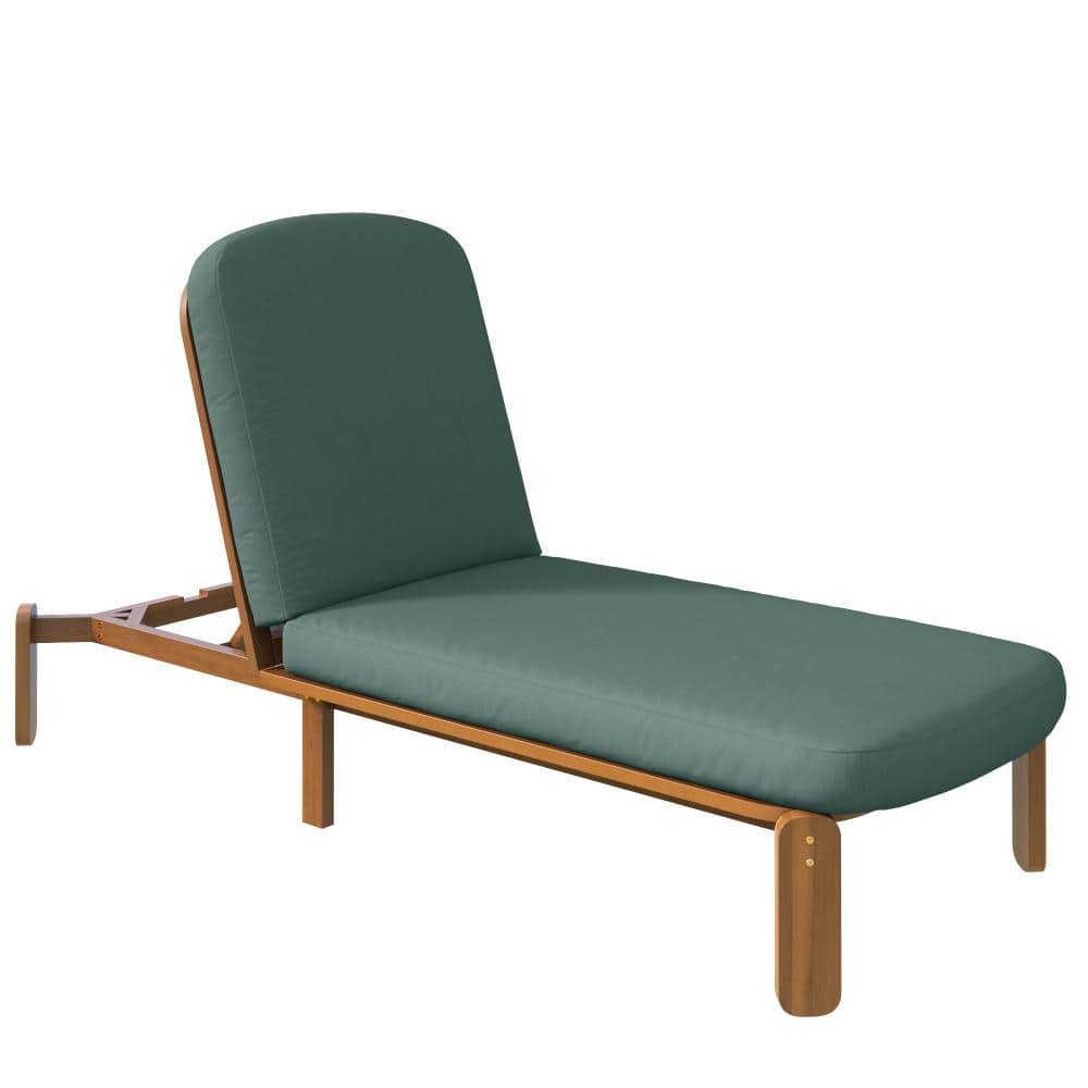 Green Acacia Wood Outdoor Reclining Chair, Pool Lounge Chair with Adjustable Backrest for Patio price history on PriceWatchPro