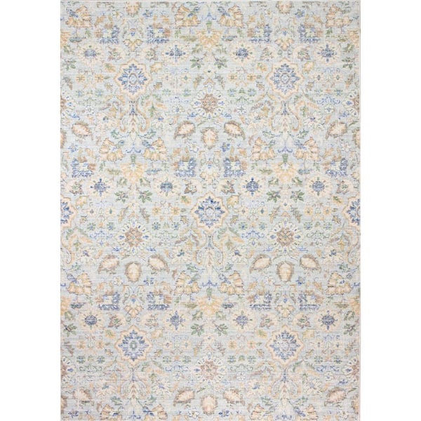 BASHIAN Corsica Lt. Blue 8 ft. x 10 ft. (7'6" x 9'6") Floral Bohemian Area Rug