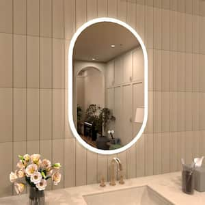 24 in. W. x 36 in. H Oval Frameless LED Light Anti-Fog Wall Bathroom Vanity Mirror in Polished Crystal