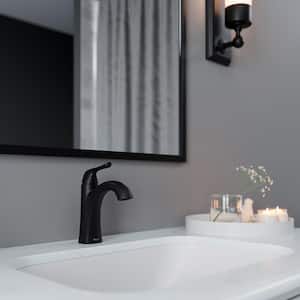 Willa Single Handle Single Hole Bathroom Faucet With Deck Plate in Matte Black