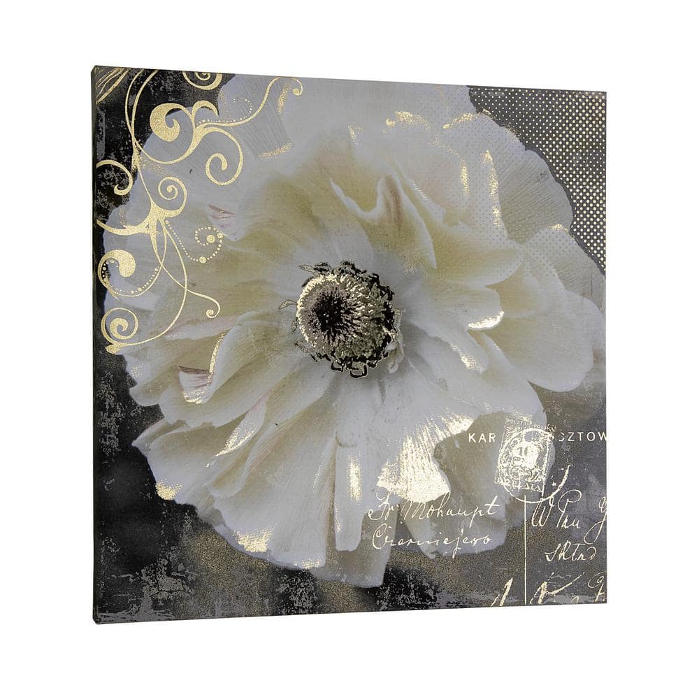 Ivory and Taupe Botanical Flower Canvas Wall Art