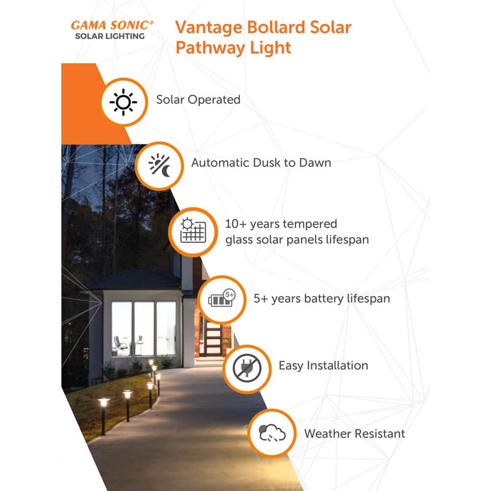 Black Cast Aluminum LED Solar Pathway Light with Dusk to Dawn