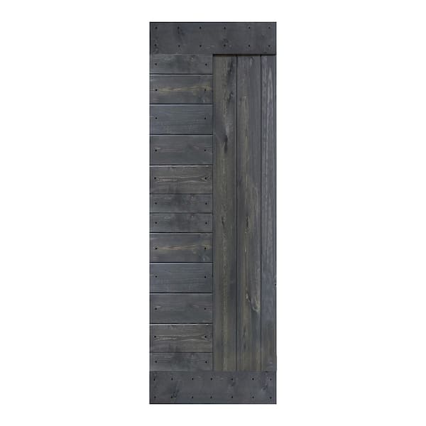 ISLIFE L Series 30 in. x 84 in. Carbon Gray Finished Solid Wood Barn Door Slab - Hardware Kit Not Included