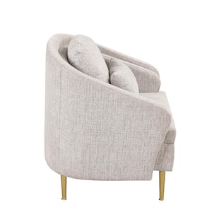 Light Gray Velvet Accent Arm Chair with Lumbar Pillow and Metal Legs (Set of 1)