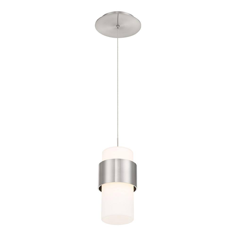 Brushed Nickel Glass LED Mini Pendant Light