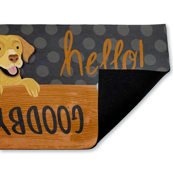 Hello Goodbye Dog and Cat Gray 18 in. x 30 in. Polyester Non-Slip Outdoor Door Mat
