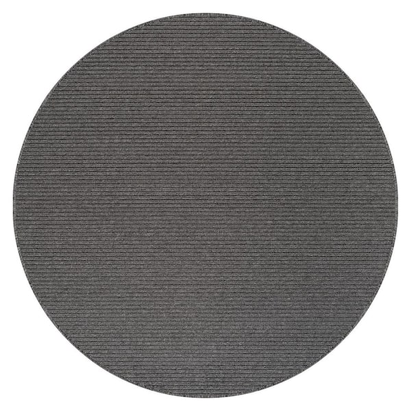 Beverly Rug Oasis Non-Slip Grey 6 ft. Round Solid Indoor Area Rug