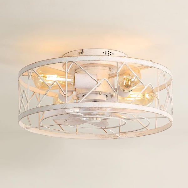 Breezary 16.5 in. Indoor Gold/White Flush Mounted Ceiling Fan with Light Kit and Remote Control Included