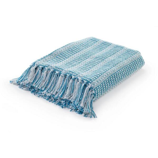 Blue fringe throw blanket hot sale