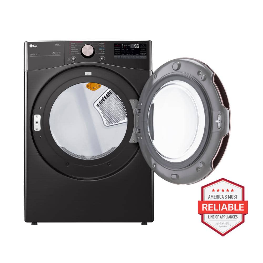 Black Steel 7.4 Cu. Ft. Smart Front Load Electric Dryer with TurboSteam