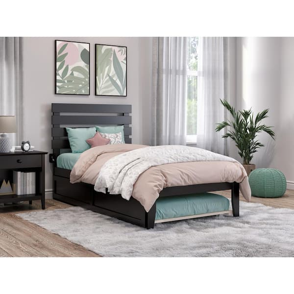 AFI Oxford 40-1/4 in. W Espresso Dark Brown Twin Size Solid Wood Frame with Twin Size Pull Out Trundle Platform Bed
