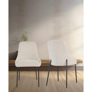 Upholstery Boucle Fabric Dining Side Chair Set of 2 Beige Color