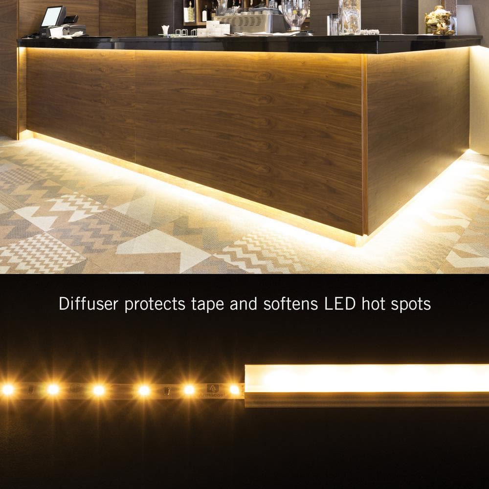 Silver Aluminum LED Tape Light Mounting Channel with Diffuser