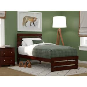 Oxford Walnut Twin Bed with Footboard and USB Turbo Charger