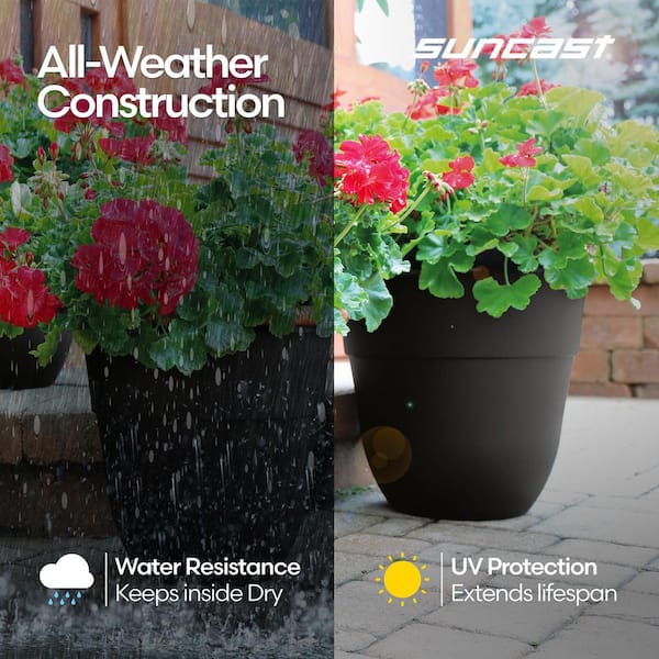 Suncast 15 in. Dia Black Plastic Planter (6-Pack) 1525K6 - The