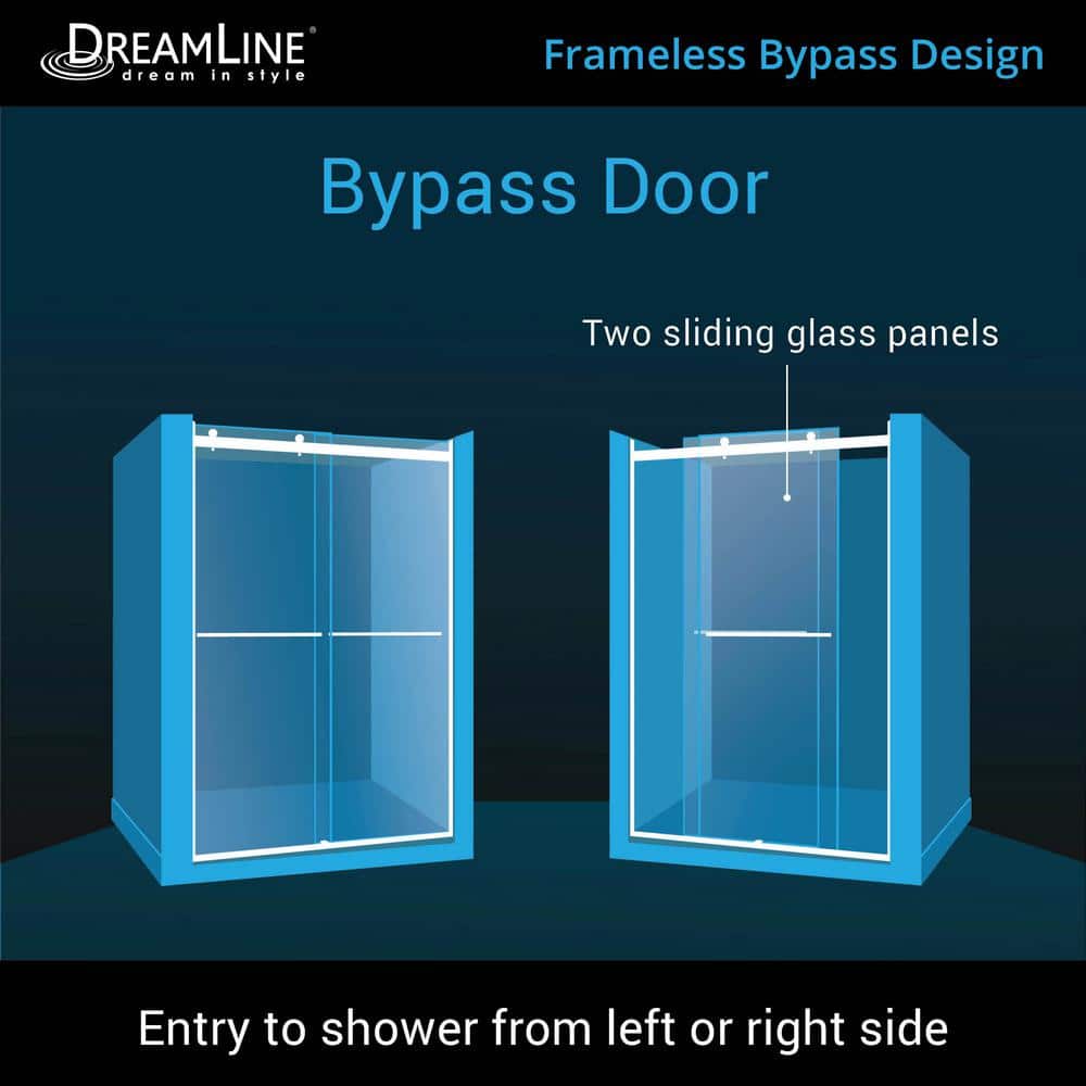 Essence-H 60" x 76" Brushed Nickel Semi-Frameless Shower Door