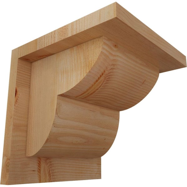 Ekena Millwork 8 in. x 8 in. x 8 in. Douglas Fir Crestline Rough Sawn Corbel with Backplate