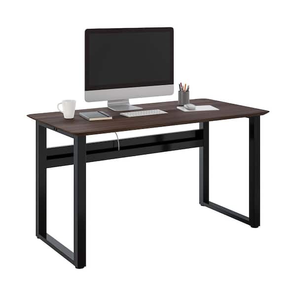 Seville Classics Airlift Desk, 54 in. W x 28 in. D x 29 in. H, Black/Walnut