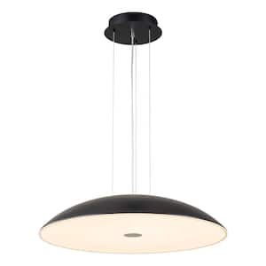 PCover 23.6 in. 1-Light UFO-Shape Matte Black Dimmable Integrated LED Pendant Light for Kitchen Island