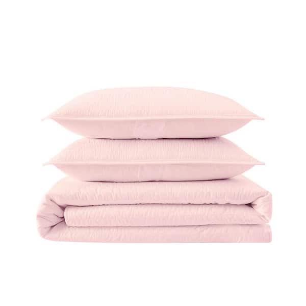 TRULY CALM Everyday Antimicrobial 3-Piece Blush Microfiber Full/Queen Quilt Set