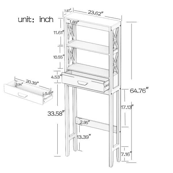 Tileon 23.62 in. W x 13.58 in. D x 50.39 in. H MDF Freestanding Bathroom  Shelf AYBSZHD1233 - The Home Depot