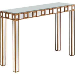 Orion 43 in. Gold Rectangle Mirrored Glass Console Table