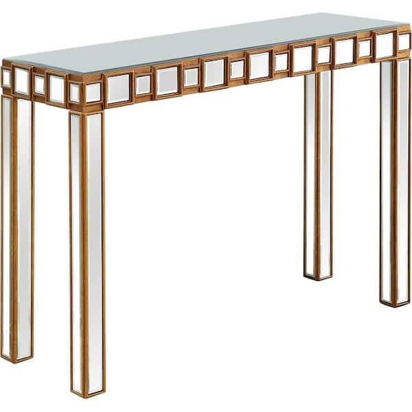 Camden Isle Orion 43 in. Gold Rectangle Mirrored Glass Console Table