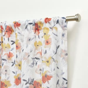 Hattie Sienna Floral Light Filtering Rod Pocket Curtain, 54 in. W x 96 in. L (Set of 2)