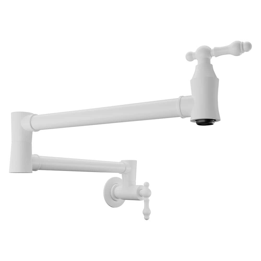 Marca 24 in. 360° Wall Mounted Pot Filler with Dual Swivel in Matte White