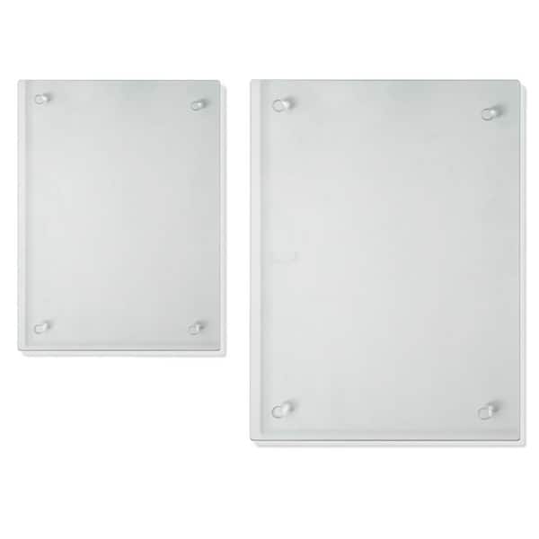 2-Piece Clear Tempered Glass Cutting Board Set with Non-Slip Feet for Kitchen