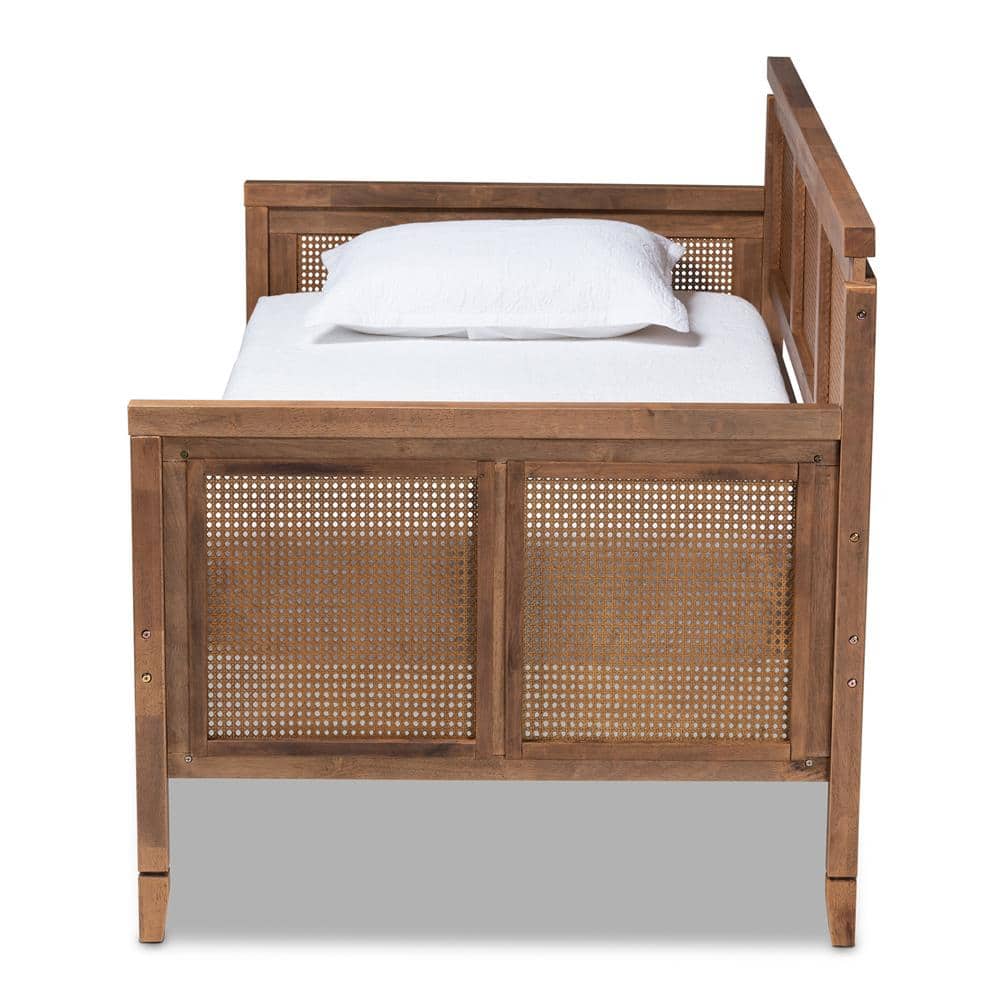 Walnut Brown Twin Upholstered Daybed with Trundle